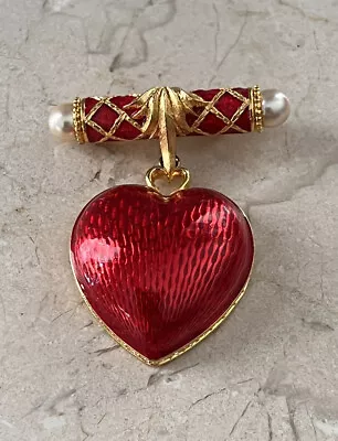 MMA Metropolitan Museum Of Art Enamel Heart Faux Pearl Crystal Drop Pin • $65