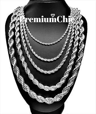 Rope Chain Necklace 3mm To 10mm 16  To 30  Stainless Steel  Mens Hip Hop Jewelry • $11.27