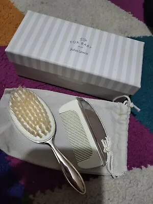 John Lewis Silver Plated Baby Brush And Comb Set .christening Gift • £10