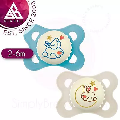 MAM Pure Night Soother│Glows In The Dark│BPA/BPS Free Materials│Blue│2-6m│2Pk • $39.19