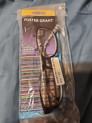 Foster Grant Carter Black Reading Glasses 2.00 Brianna • $9.99