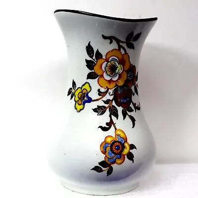 £19.77 • Buy SOLIAN WARE SOHO Pottery  LTD  Floral Vase Black Rim Cobridge England