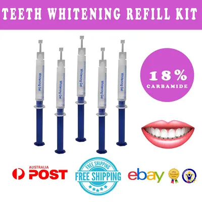 5 X 3ml  DENTAL GRADE Teeth Whitening Gel Refills - 18% Carbamide Peroxide Gels • $15
