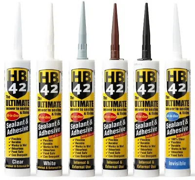 HB42 All In One Hybrid Polymer Silicone Sealant Mastic Grab Bond Adhesive 290ml • £11.99