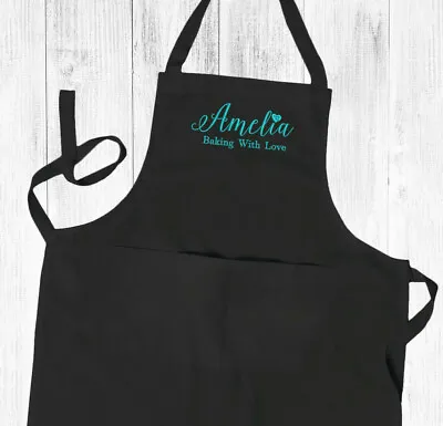 Personalised Embroidered Ladies Kitchen Cooking Apron Cooking Apron With Pockets • £14.50
