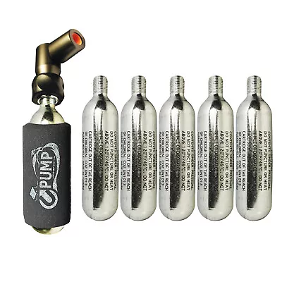 2 In 1 Presta Schrader CO2 Bike Pump Tyre Tube Inflator + 5 X 16g CO2 Cartridges • £35.99