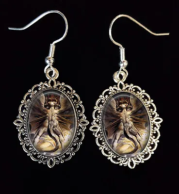 William Blake Great Red Dragon Antique Silver Drop Earrings 1810 English Painter • £14.95