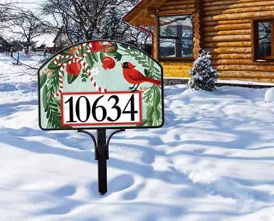 Yard Design Magnet Address Marker House Number Magnetic Sign CARDINAL WREATH❤️tw • $17