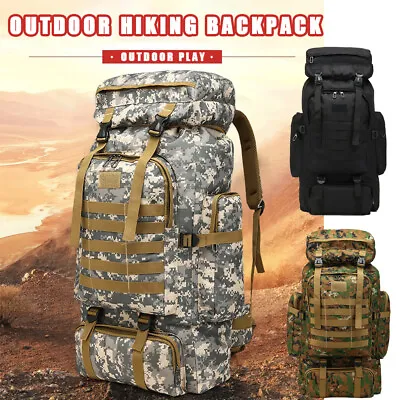 80L Military Army Tactical Rucksack Backpack Camping Hiking Trekking Bag Outdoor • £15.99