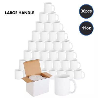 £49.49 • Buy Sublimation Mugs 11oz 36 White Large Handle ORCA Coated Heat Press +Gift Boxes!!
