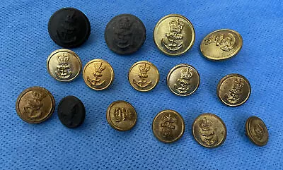 Vintage  15 X Gold Gilt Royal Merchant Navy Naval Military Uniform Buttons D • £32