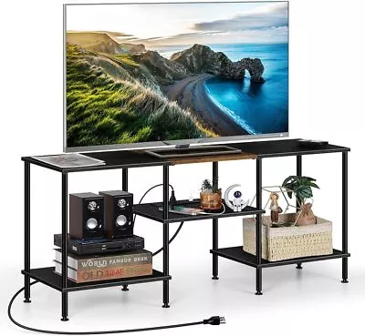 Black Entertainment TV Stand For Bedroom 45 Inch Television Stands With Power • $46.50