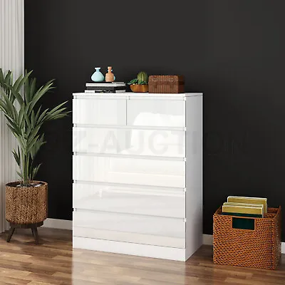 6 Drawers Chest Dresser White Bedside Table Tallboy Storage Cabinet Nightstand • $209.95
