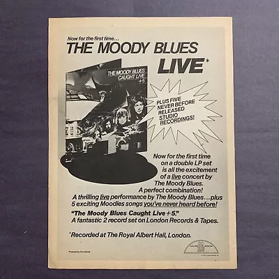 The Moody Blues Caught Live +5 Original 1977 8 X11  Poster Type Advert • $12.50