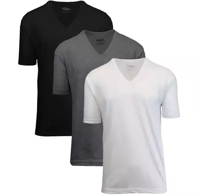 $15.95 • Buy Men's TAGLESS 100% Egyptian Cotton Soft V-Neck T-Shirt ( 3-Pack ) S-2X BRAND NEW