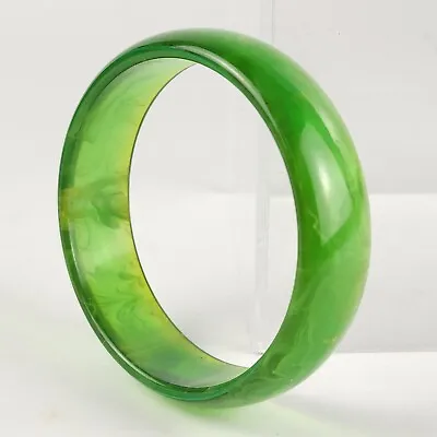 Vintage Jade Green Bakelite Bangle Bracelet Marbled Swirl Translucent 27g 3/4 H • $36