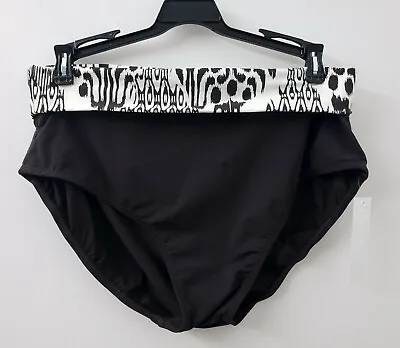 $13.99 • Buy Tara Grinna Designer Swim Bottom Fold Over Waist Brown Size 16 30  Waist NEW *A
