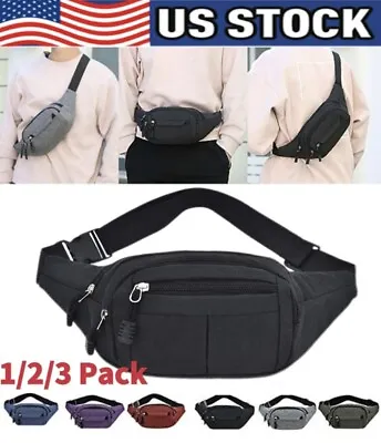 Men Women Fanny Pack Belt Waist Bag Cross Body Sling Shoulder Travel Sport Pouch • $14.58