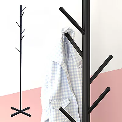 Modern Metal Coat Rack Free Standing 7 Hooks Hall Coat Tree Hat Umbrella Hanger • $27.55