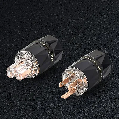 Viborg Copper US Power Plug +IEC Power Plug Connector For Audio DIY Mains Power  • $34.20