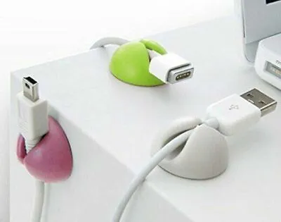 5x Multicoloured Cable Holder Desk Wire Organiser Clip For Mobile Phones Laptops • £4.25