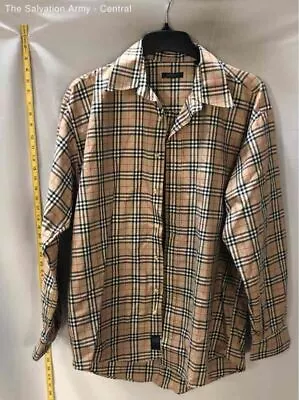 Burberry London Mens Multicolor Check Long Sleeve Button-Up Shirt Size Large COA • $31