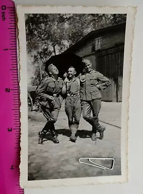 09 WW2 Orig. Photo German Officers Lanyard Umbrella Uniforms Caps 3 X 4.5 Inch • $1.50