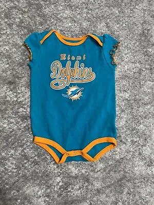 Miami Dolphins Baby One Piece Bodysuit Girls Size 18 Months NFL Football Infant • $5.46