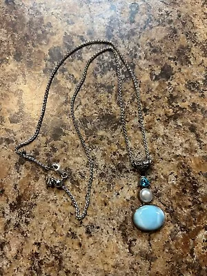 Marahlago Necklace Jewelry Larimar Stone Sterling Silver • $125