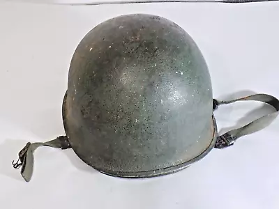 WW2 M1 Steel Pot Helmet With XLNT Liner-All Suspension Intact-Front Seam? • $155