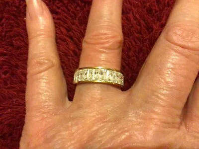 Diamonique Baguette Band Ring Stainless Steel - Gold Finish • £15