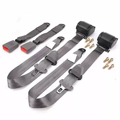 2x Gray Car High Strength Polyester 3 Point Safety Driver Front Seat Belt US • $80.99