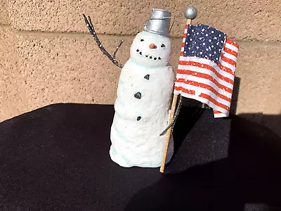 6  Midwest Of Cannon Falls Snowman W/usa American Flag Figurine Patriotic • $14.99