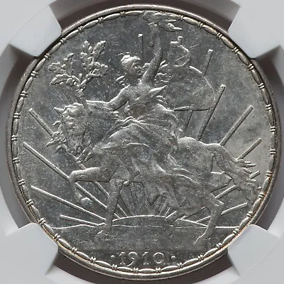 Mexico: Estados Unidos 1910 Peso  Caballito  NGC MS-61 Mexico City Mint. • $925