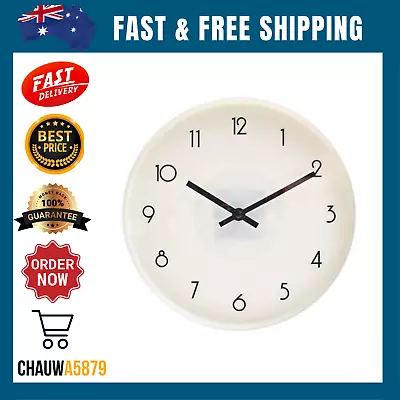 White Plastic Wall Mounted Clock Round Quartz Wall Clock Battery Operated • $4.84