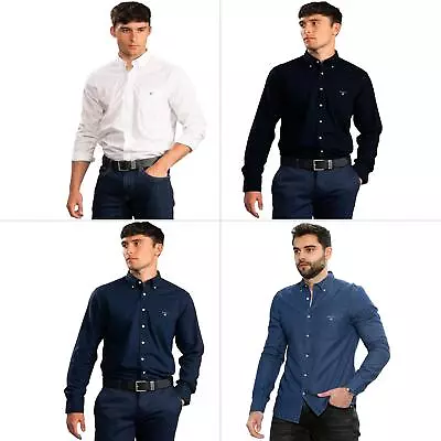 Gant Mens Long Sleeve Shirts 100% Cotton Regular Fit Smart Formal Shirt UK S-2XL • £42.99