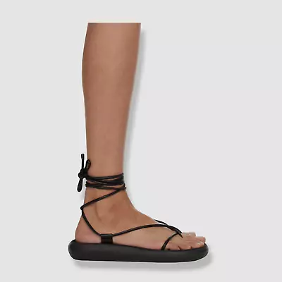 $255 Ancient Greek Sandals Women Black Diakopes Thong Strappy Sandal Shoe 41/11 • $81.98