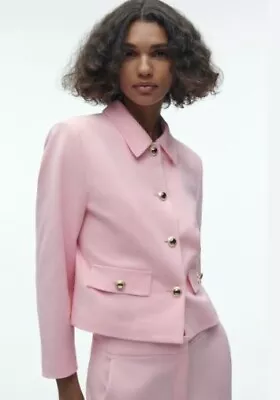 $39.99 • Buy Zara Pink Blazer Jacket Gold Buttons Size Large NWT