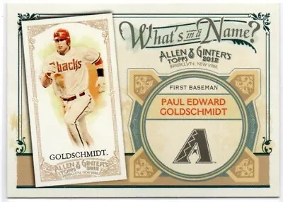 Paul Goldschmidt 2012 Topps Allen & Ginter What's In A Name Insert Card #WIN92 • $2