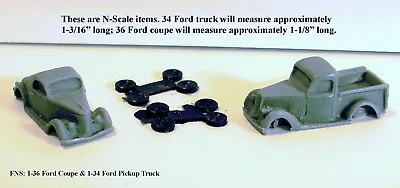 N Scale: 1-1934 Ford Pickup Truck & 1-1936 Ford Coupe - Fns Fnv-301-1 • $3.75