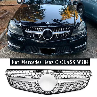 Diamond Style Front Grill For Mercedes Benz C CLASS W204 C180 C200 C300 08-14 • $157.69