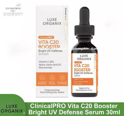 Luxe Organix ClinicalPRO Vita C20 Booster Bright UV Defense Serum (30ml) • $24.99