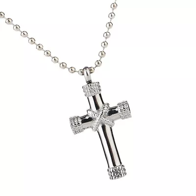 £7.93 • Buy Cross Stainless Cremation Urn Pendant Necklace Ashes Keepsake Ashes Stash