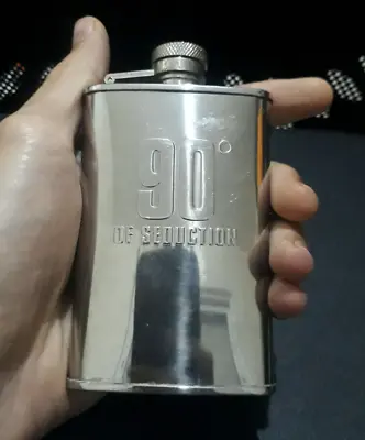Vintage Portable AXE 90 Degrees Of Seduction Hip Flask Stainless Steel 3 1/2 Oz. • $48.21
