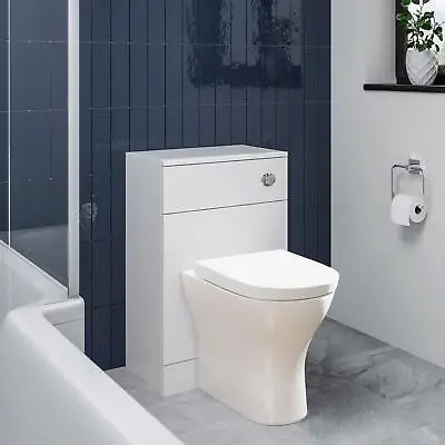 BTW Back To Wall Toilet Pan Concealed Cistern Unit 500mm Soft Close Seat White • £152.07