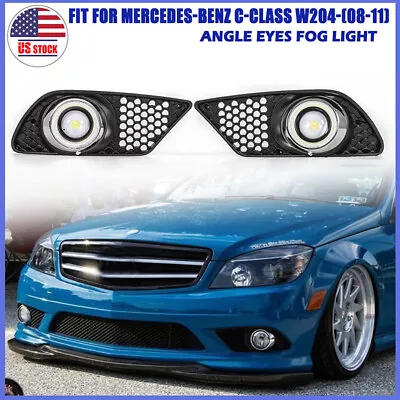 LED Bumper Fog Lights W/ Cover Angel Eye For Mercedes Benz C230 C300 C350 W204 • $41.99