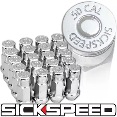 Sickspeed 20 Pc Polished .50 Cal Bullet Chrome 50mm Lug Nuts Wheels 12x1.25 L12 • $56