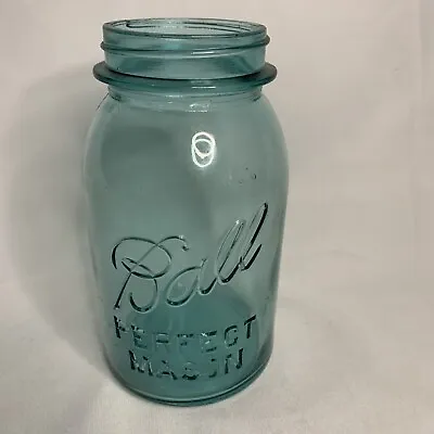 Vintage Aqua Ball Perfect Mason 1 Quart Canning Fruit Jar • $5.40
