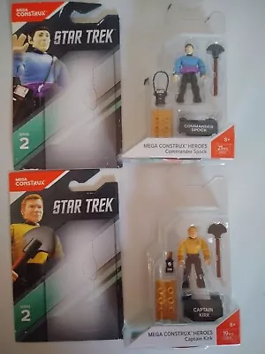 Mega Construx Heroes Series 2 Captain Kirk And Commander Spock (Off Cardstock) • $15