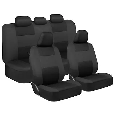 Car Seat Covers Front & Rear Bench Full Set For Auto Truck SUV Black Gray • $30.99